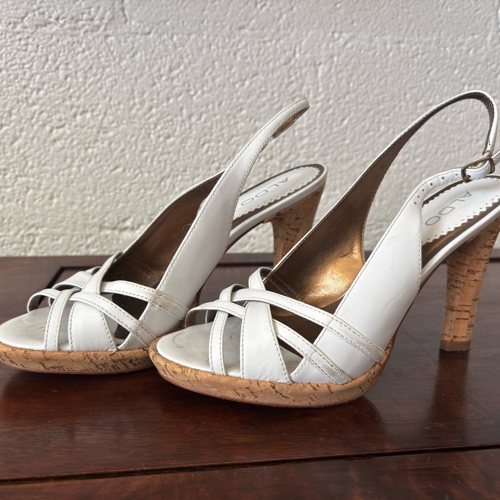 Aldo White Slingback Heels
